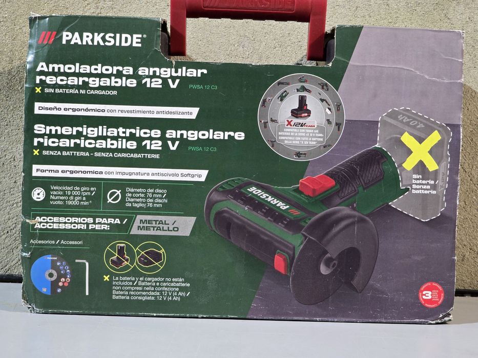 Mini retificadora angular 12v parkside