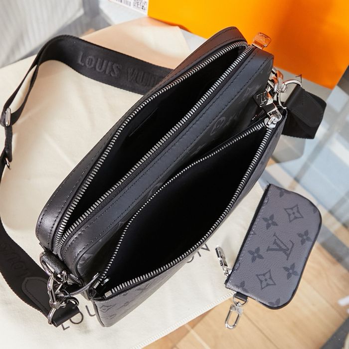 Сумка чоловіча сіра монограм тріо Louis Vuitton Trio дуи витон шкіряна