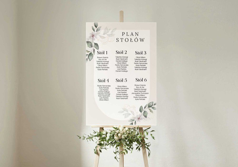 Plan stołów na wesele ślub dekoracja tablica RÓŻNE WZORY 50x70 cm