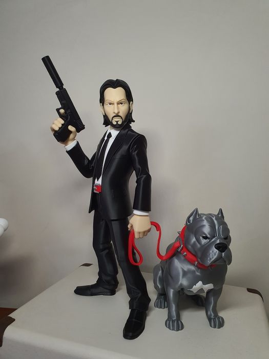 Para os verdadeiros fãs de cinema: Figura exclusiva do John Wick com o seu fiel companheiro!"