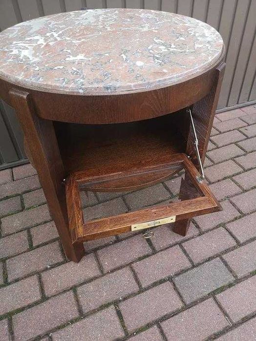 Stolik Barek Okrągły ART-DECO Dębowy Stary Antyk Po Renowacji Okazja.