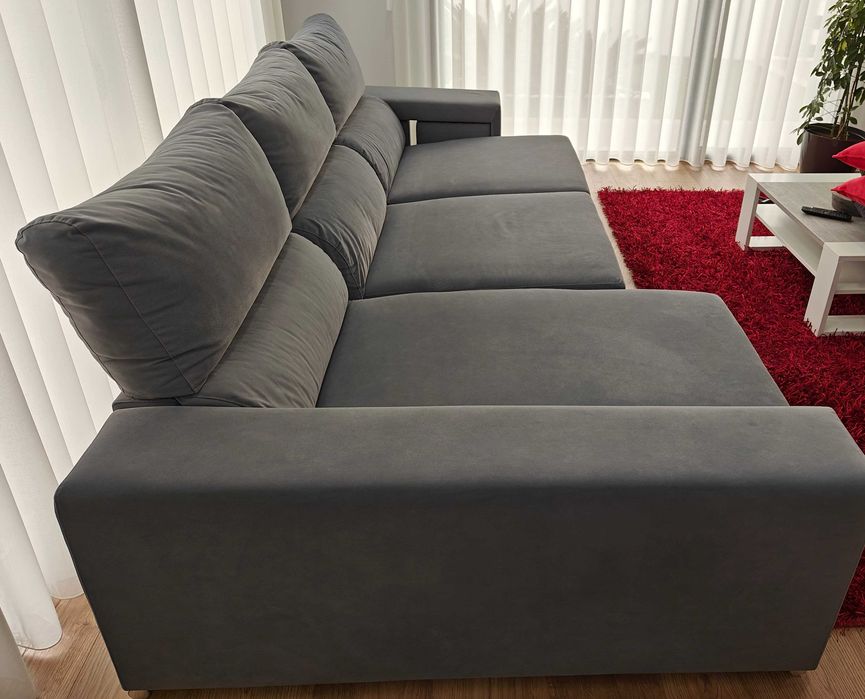 Sofá Luna 3 lugares + chase esquerda Cinza