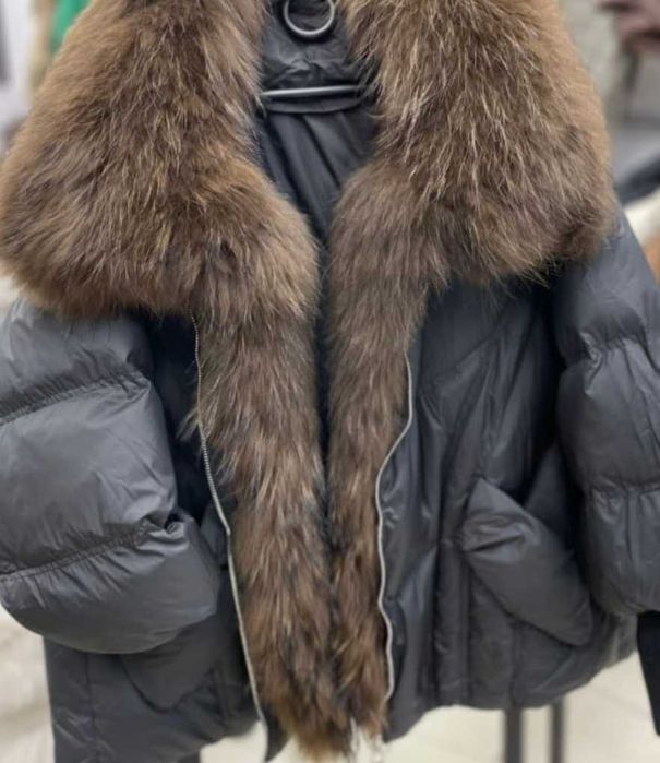 Kurtka puchowa zimowa nowa kolekcja lisy futro