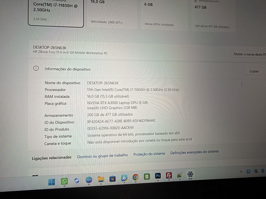 HP ZBook Fury 15 G8 | i7-11850H | 16GB RAM