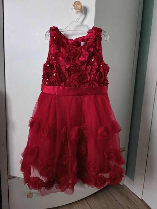 Piękna sukienka z kwiatkami 3D rozmiar 98