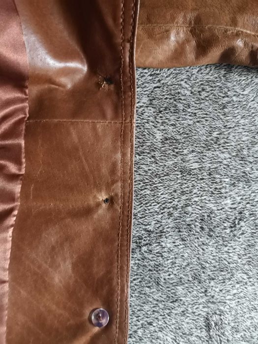 Kurtka skórzana brązowa