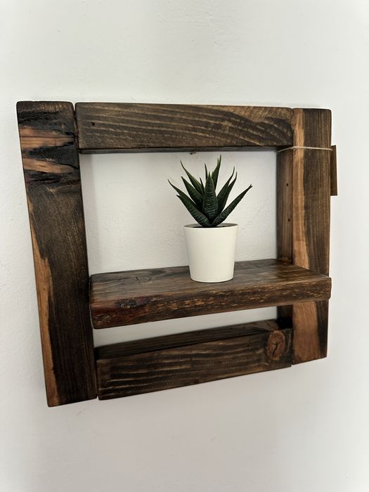 Conjunto de 2 prateleiras em madeira rustica