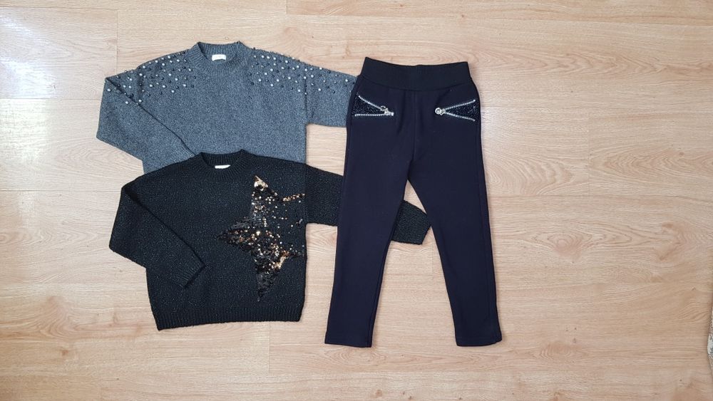 Набор: свитер свитерок кофта теплые лосины лосiни теплі брюки брючки