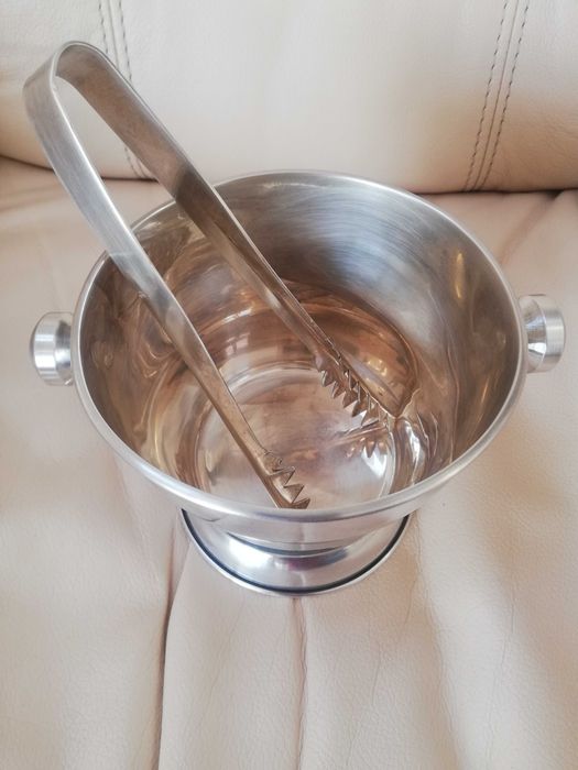 Wiaderko do lodu z szczypcami - silver plated