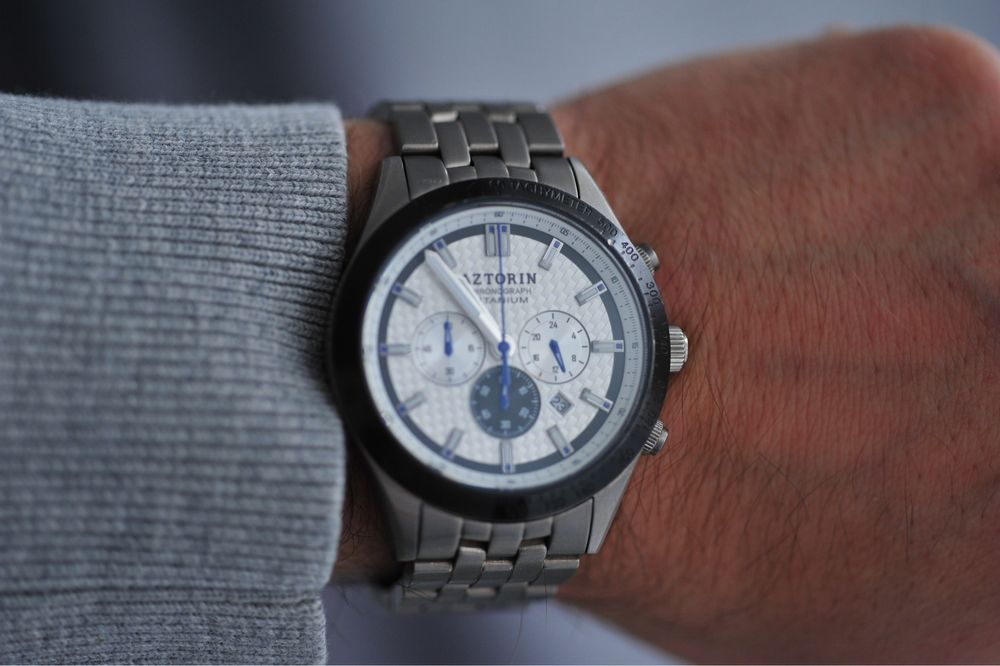 Tytanowy zegarek AZTORIN SPORT chronograph szafir tytan