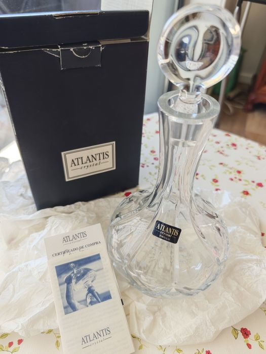 Garrafa / Decanter em Cristal Atlantis (NOVO, com Caixa e Certificado)