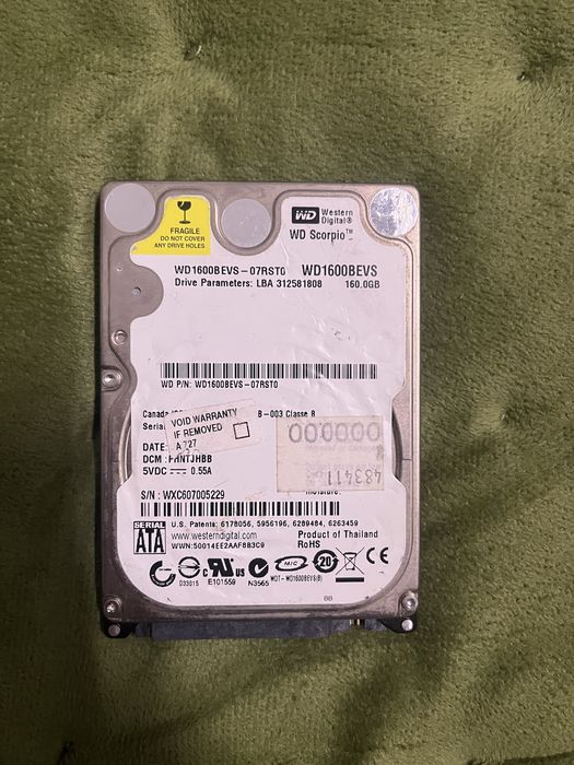 Жорсткий диск Western Digital Scorpio 160 GB (2.5" SATA)