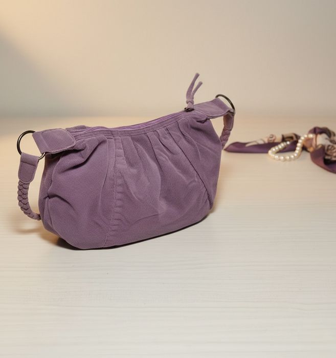 Лавандовая вельветовая Сумочка-хобо (Винтажная / Y2K сумка)