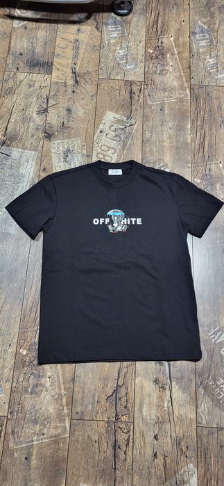 Off white czarna koszulka męska t-shirt bawełna premium parasol M