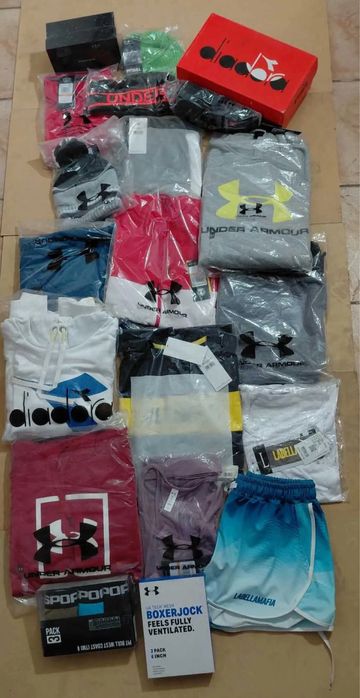 BOX MIX Under Armour, Pit Bull, 4F, Diadora, La Bella Mafia NOWE FOLIA