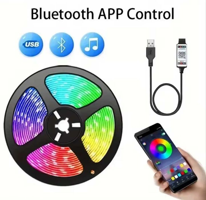 RGB светодиодная лента 5 метров, подсветка для квартиры авто мото