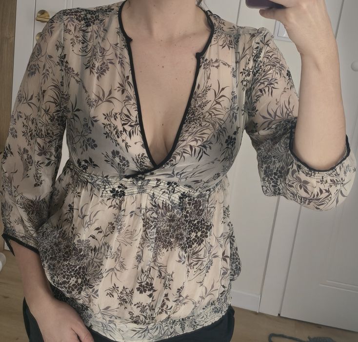 Jedwabna elegancka bluzka ZARA r. M