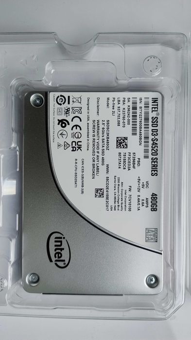 NOWY! Dysk SSD 480GB 2,5" SATA Intel SSD D3-S4520 model: SSDSC2KB480GZ - Gwarancja!