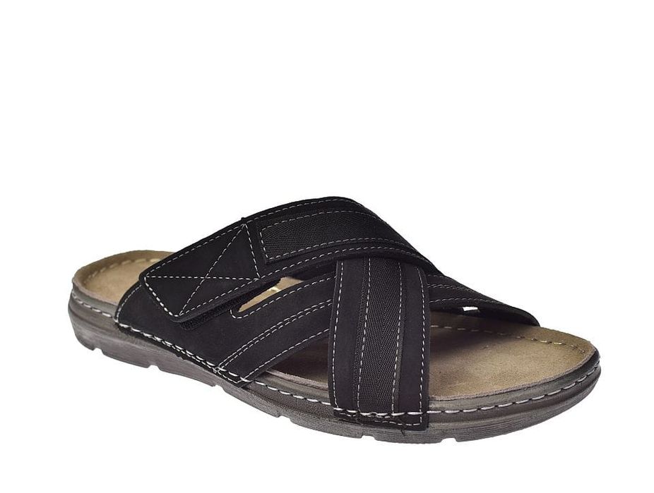Klapki skórzane męskie sandały komfort KL-4-1293 BK roz. 44