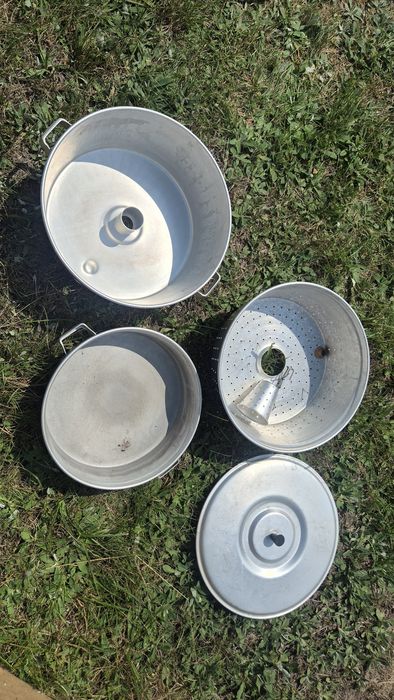 Sokownik aluminiowy retro PRL garnek do soków kpl.