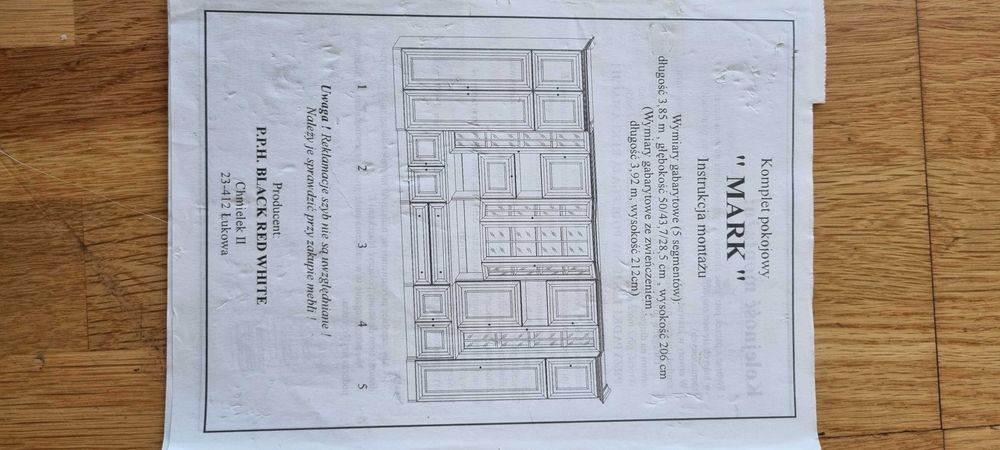 Meble pokojowe, meblościanka MARK, ciemny orzech