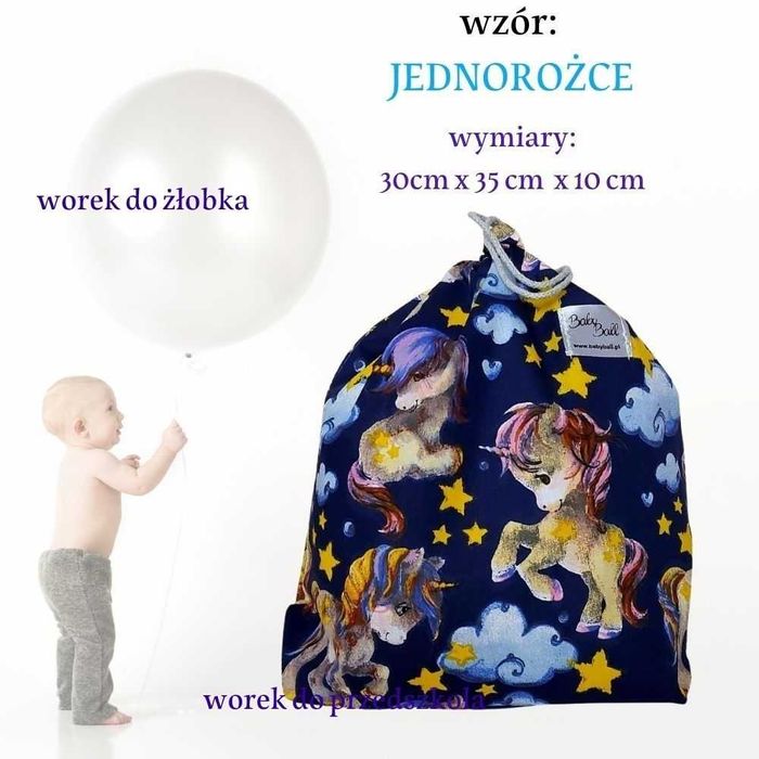 Worek na buty do przedszkola żłobka dla dzieci bawełniany