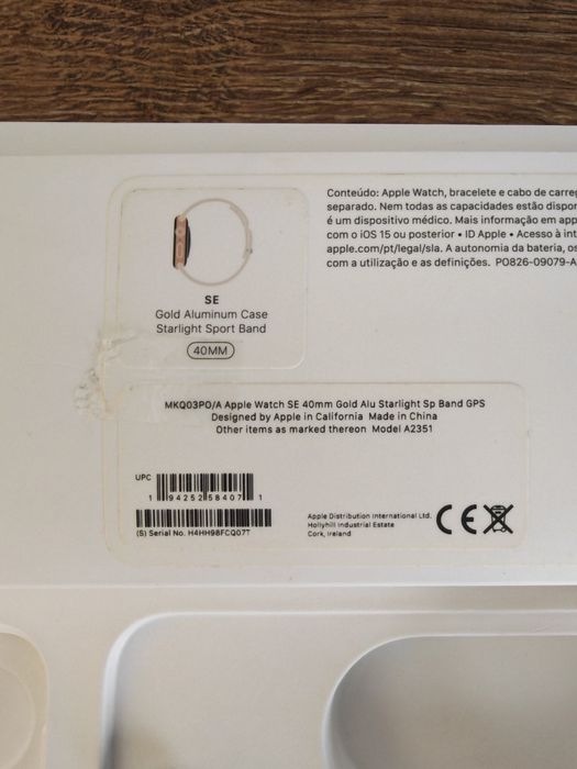 Apple Watch Se 2020 40MM GPS Gold/Rosa Aceito Retomas