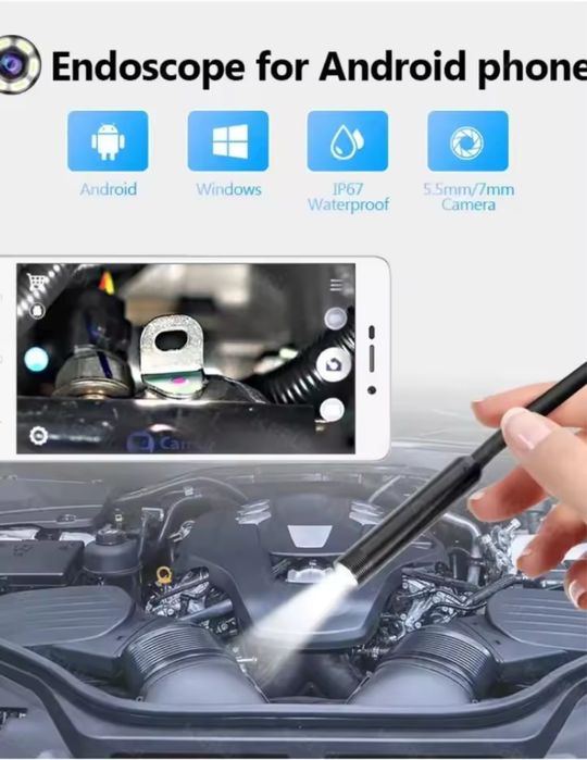 Эндоскоп бюджетный 3in1 кабель 2 метра влагозащищенный IP7