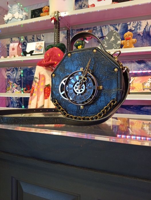 Bolsa estilo steampunk relógio e roldanas