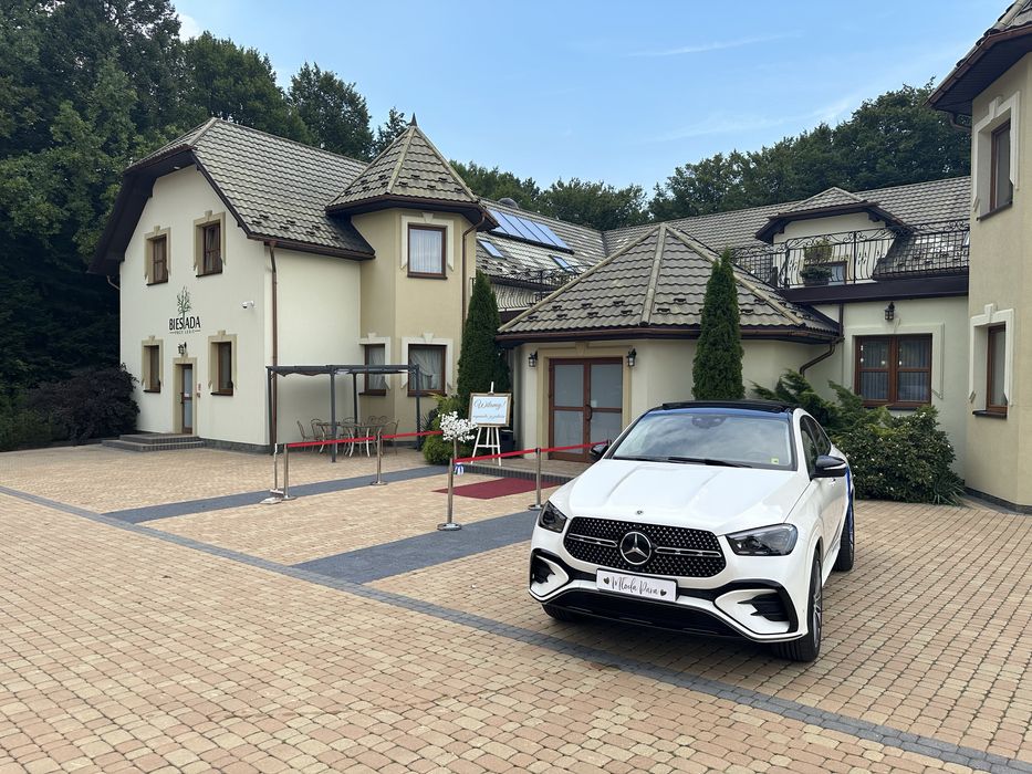 Samochód Biały Mercedes GLE Coupe auto do ślubu AMG Nowy Sacz okolice