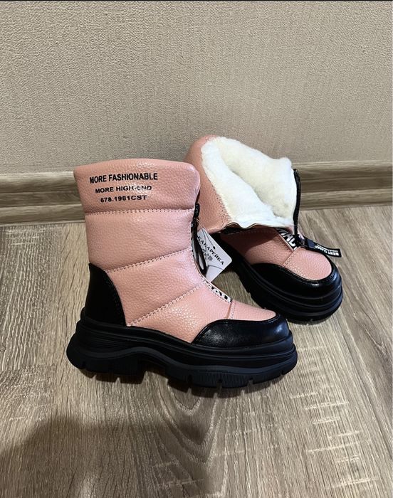 Зимові чоботи черевики на дівчинку рожеві чорні 26 27 28 29 30 31