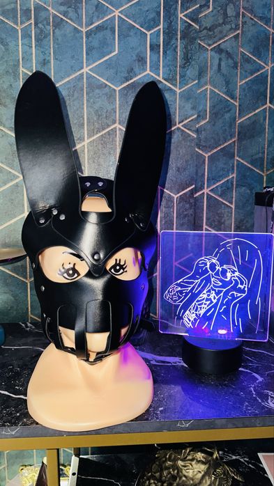 Skórzana maska Bunny | rave / drag queen / pole dance