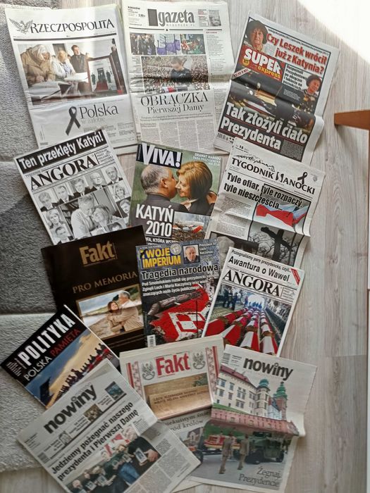 Gazety z Katastrofa polskiego Tu-154 w Smoleńsku 10 kwietnia 2010