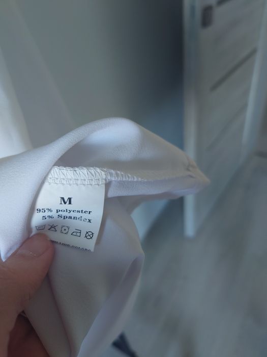 Biała koszula damska M żabot falbany
