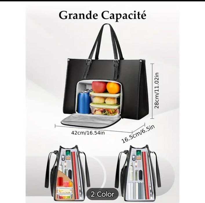 Torba na laptop do pracy z miejscem na lunch box
