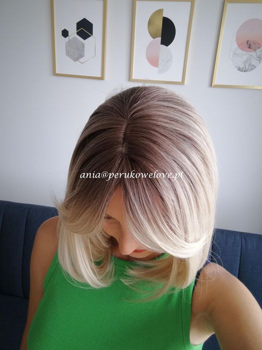 Peruka bob blond ombre na co dzień WŁOSY jak naturalne