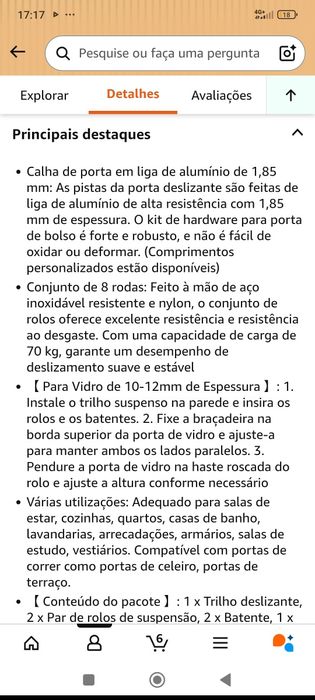 Sistema para porta de vidro de correr