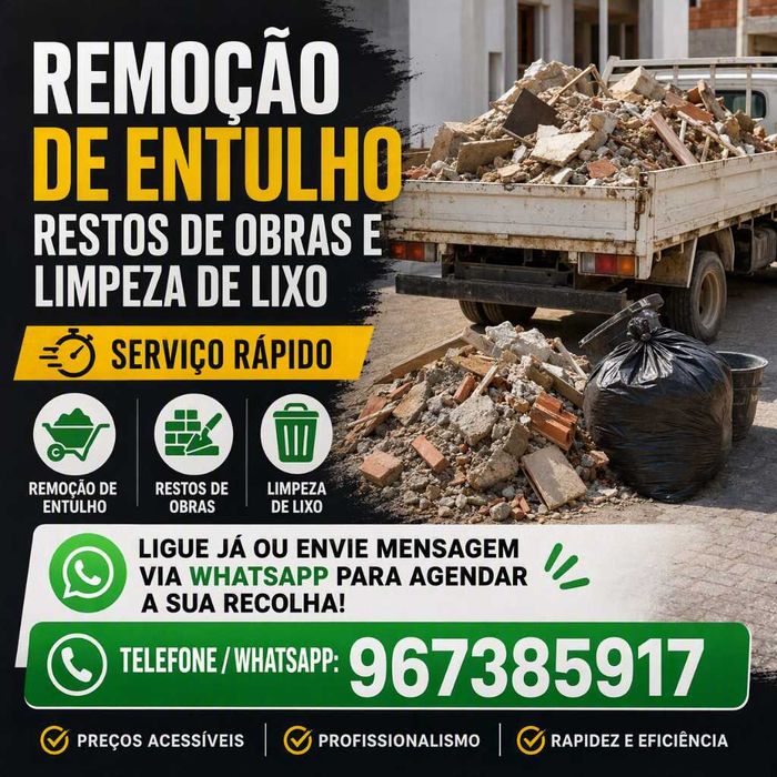 Remoção de entulho e lixo rápido e seguro!