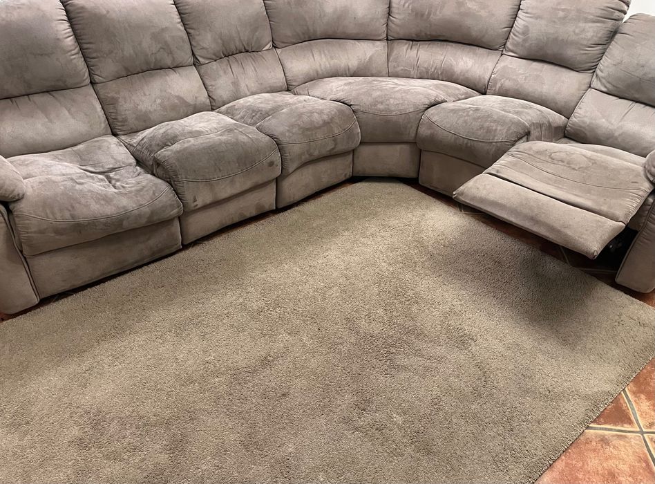 sofá cinza rato usado (7 lugares)