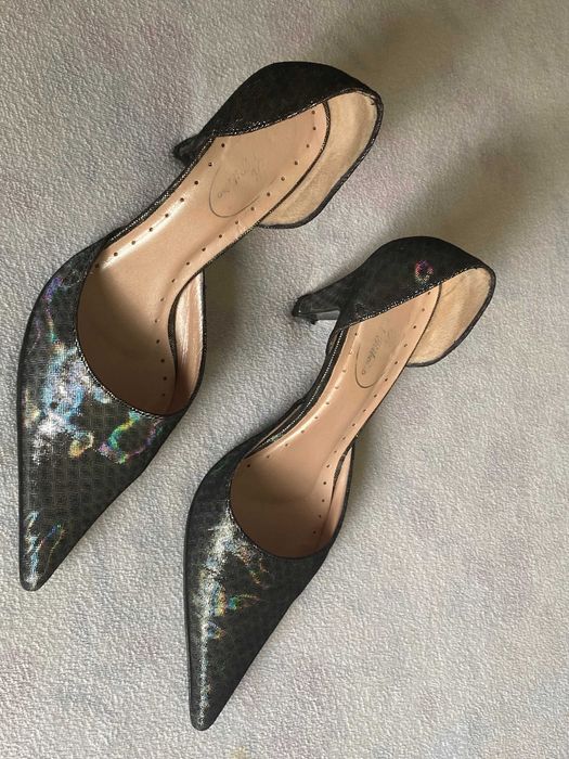 Sapatos de cerimónia pele, prateado/azul nacarado com reflexos