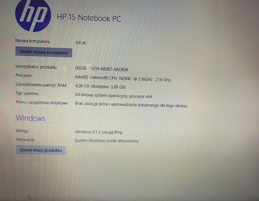 Laptop hp 15 notebook pc
