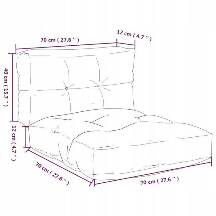 Poduszki ogrodowe na sofę z palet 2 szt. turkusowe 70x70x12 cm vidaXL
