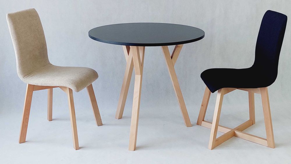 Okrągły STOLIK STÓŁ czarny/biały/dąb artisan Ø 70 cm naturalne bukowe