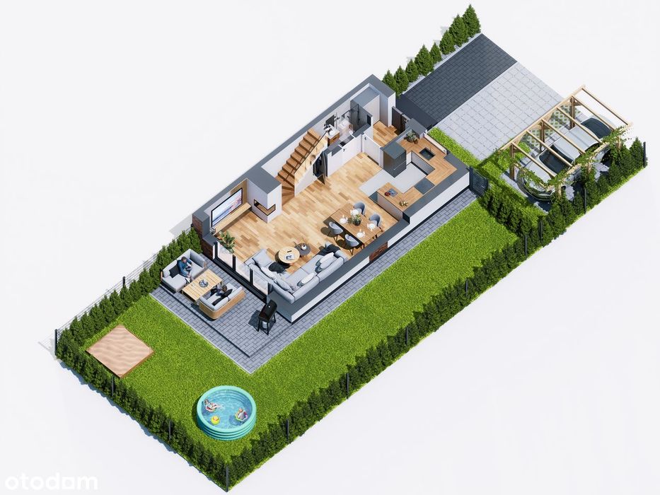 Dom 110 m2 z Ogrodem i  Parkingiem 5 Pokoi