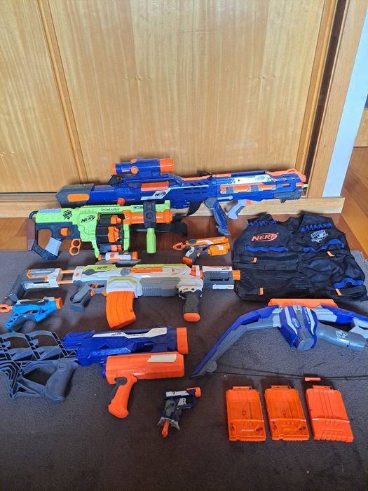 Coleção Nerf  (8 armas+dardos e colete)