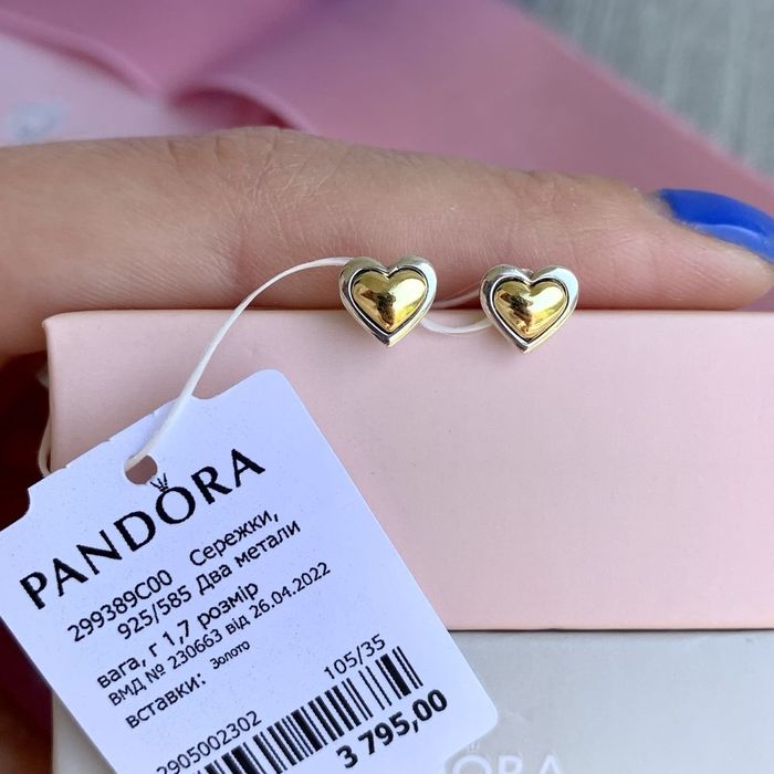 Сережки Pandora Пандора/ Серьги Pandora оригінал/ нові срібло гвоздики