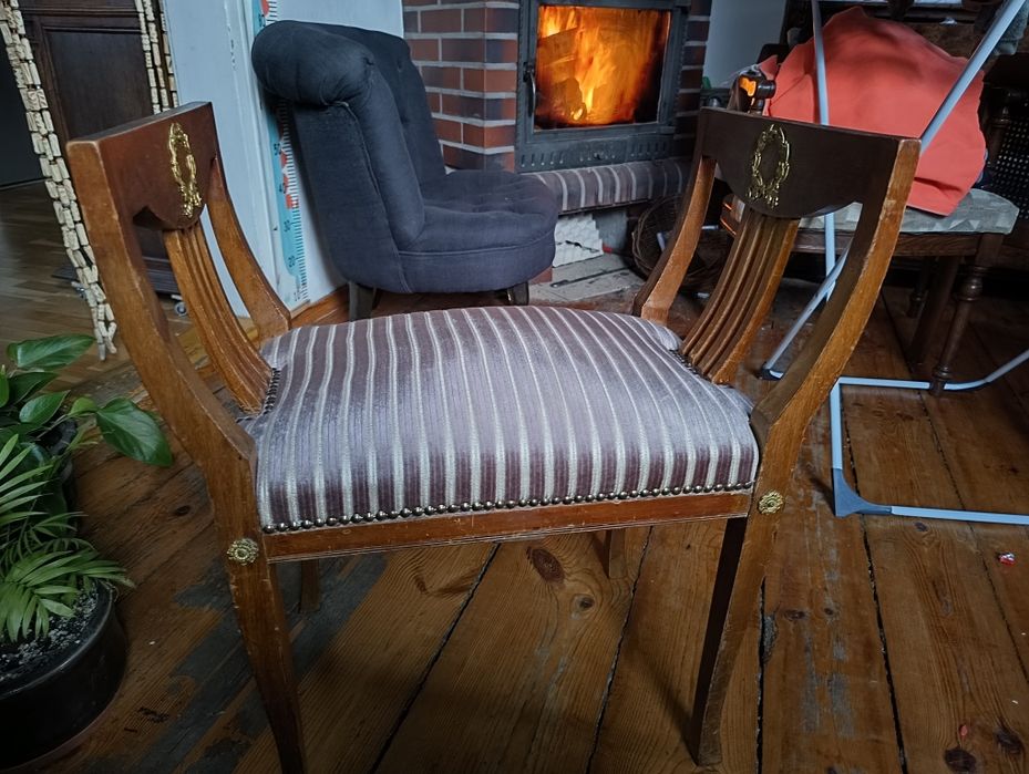 Komplet: ludwikowski fotel i krzesełko rzymskie