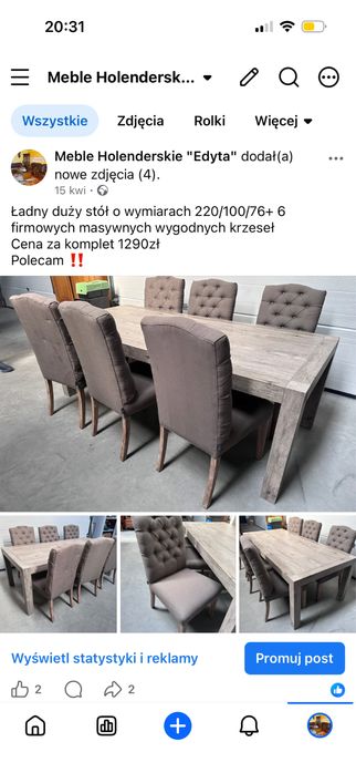 Wysprzedaż stołów dębowych z krzesłami