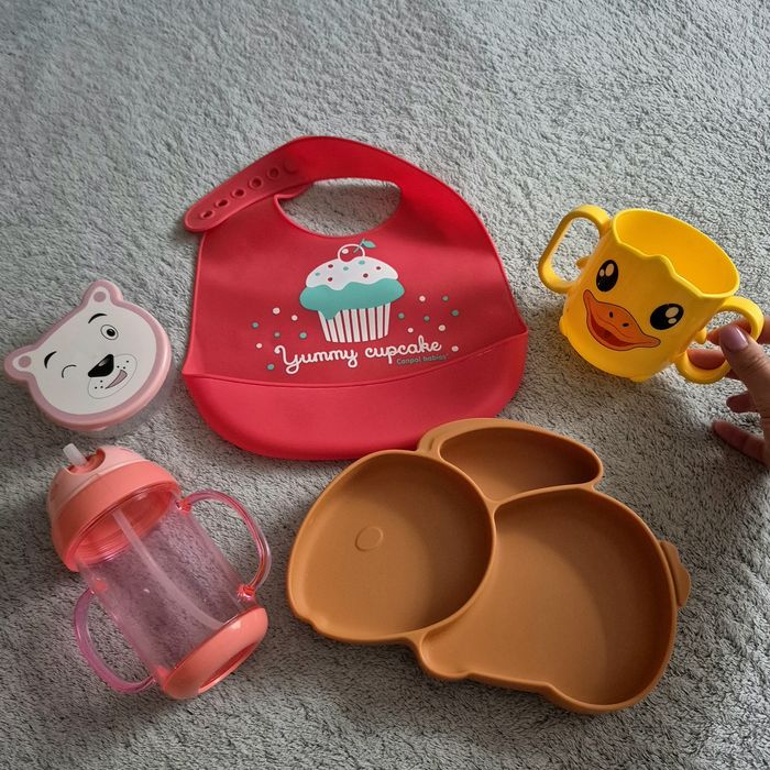 Секционная тарелка на присоске, нагрудник, посуда, поильник, чашка