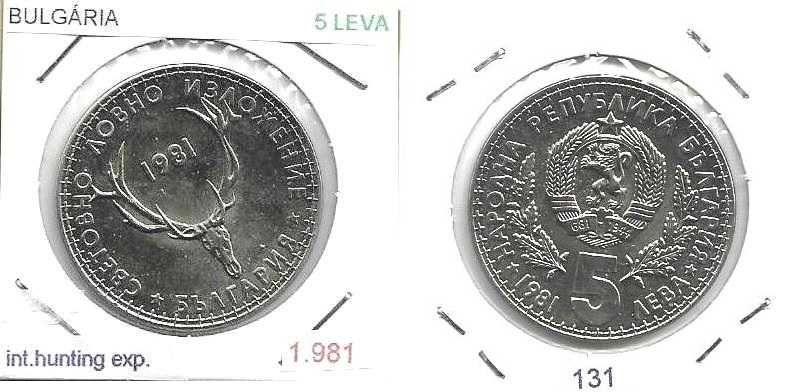 Bulgária -  - 5 Leva - 1981 - - Exposição Int. de Caça - - Moeda Proof